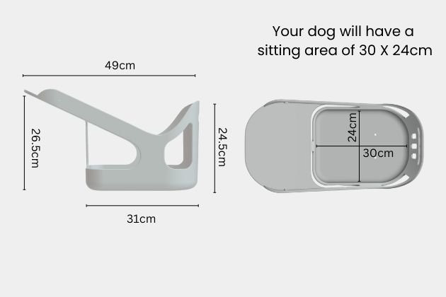 dog bike carrier diagram of dimensions
